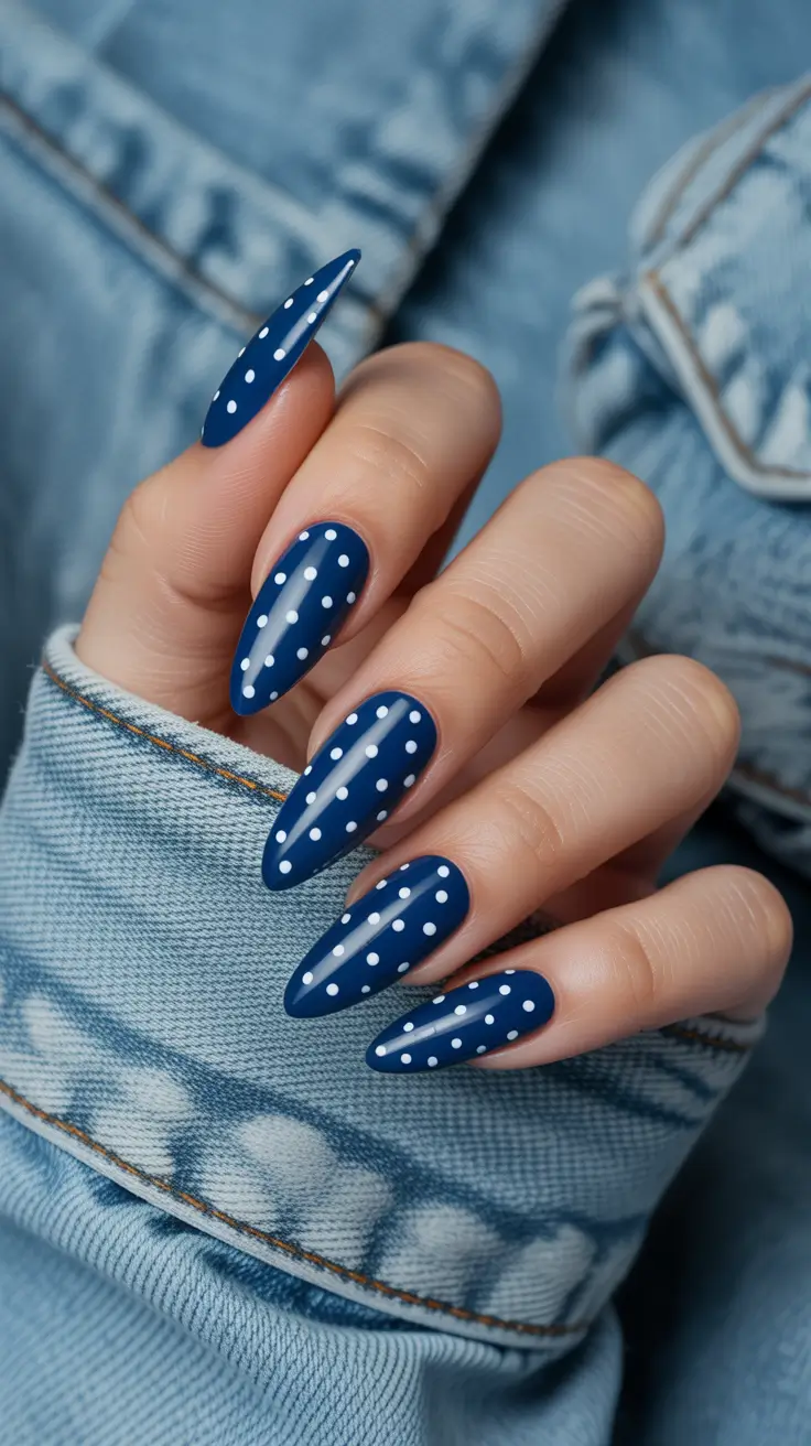 blue nails 2026 navy dots