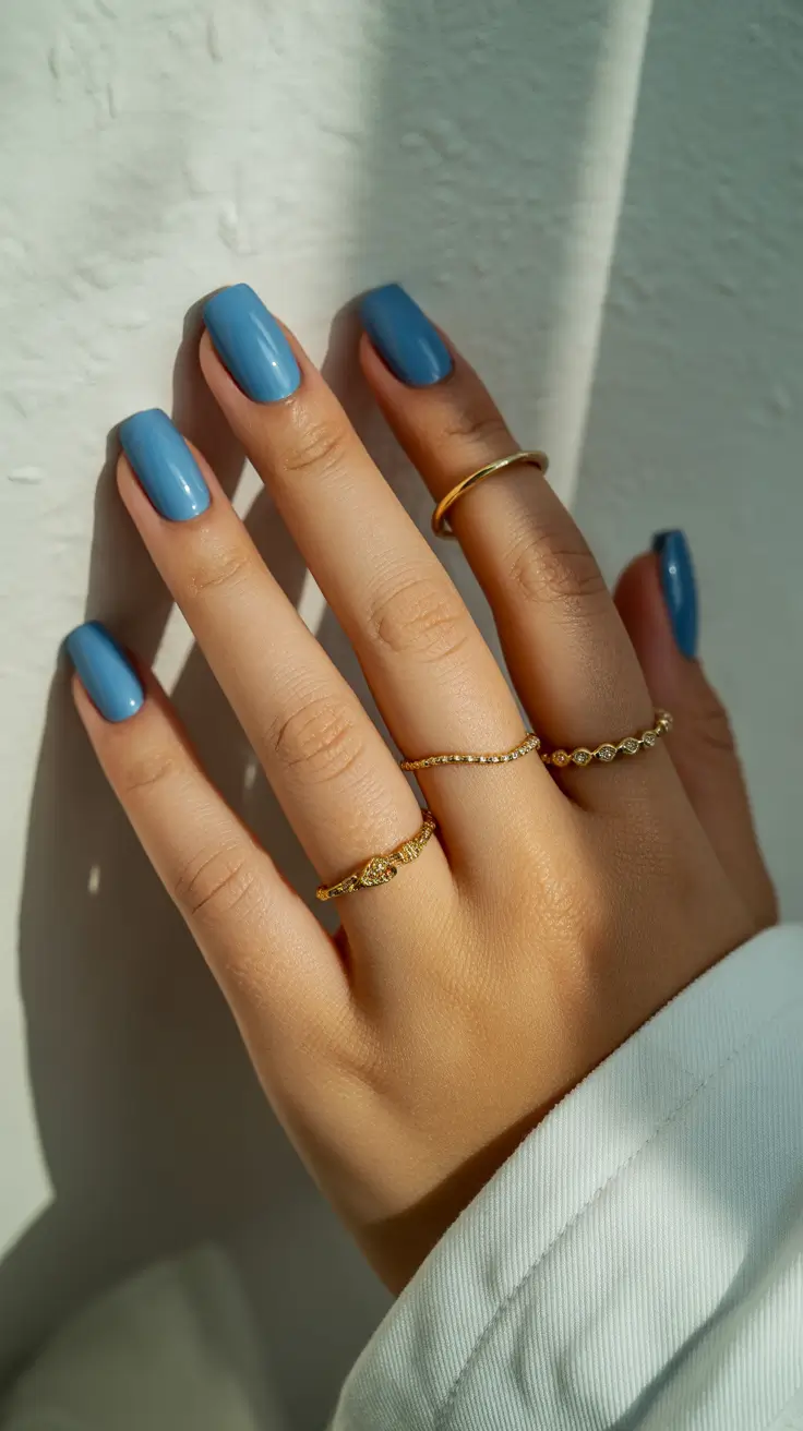 New Blue Nails Ideas 2026 Light Blue Short Nails