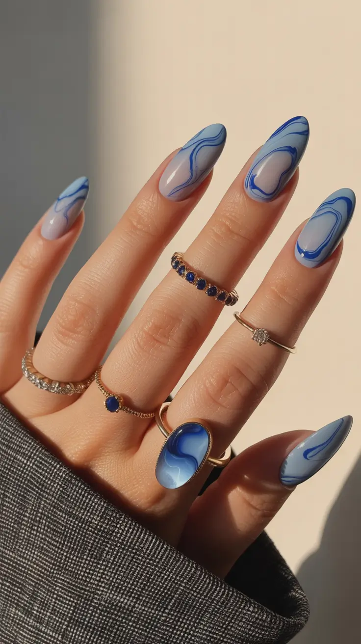 New Blue Nails Ideas 2026 Blue Marble Art