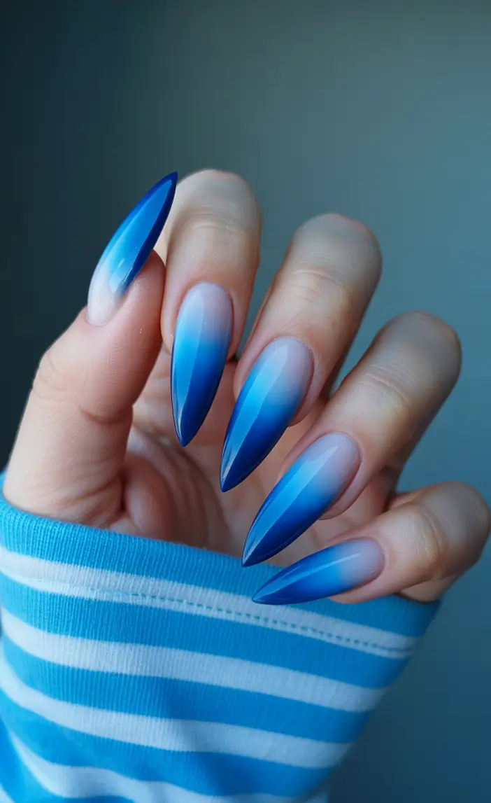 New Blue Nails Ideas 2026 Blue Ombre Stiletto