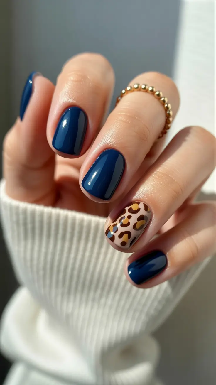 New Blue Nails Ideas 2026 Dark Blue Short Nails