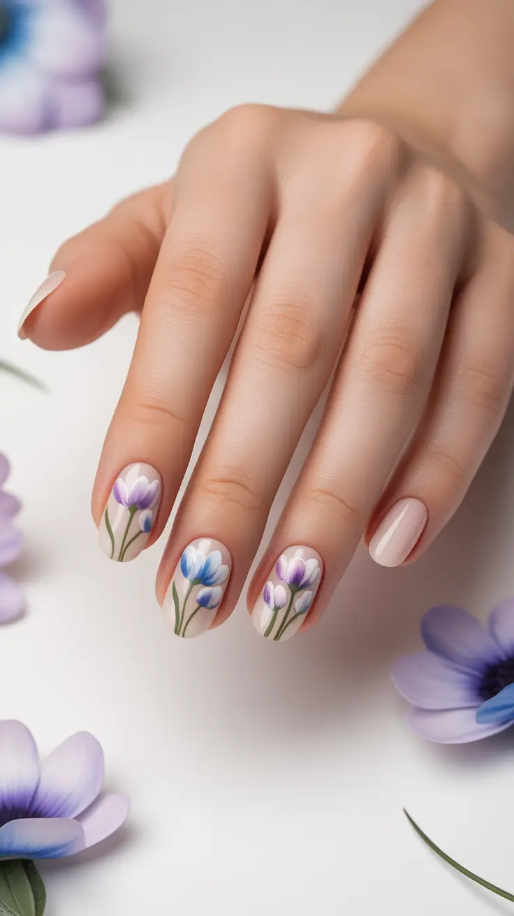 New Short Acrylic Nails 2026 Pastel Garden Florals