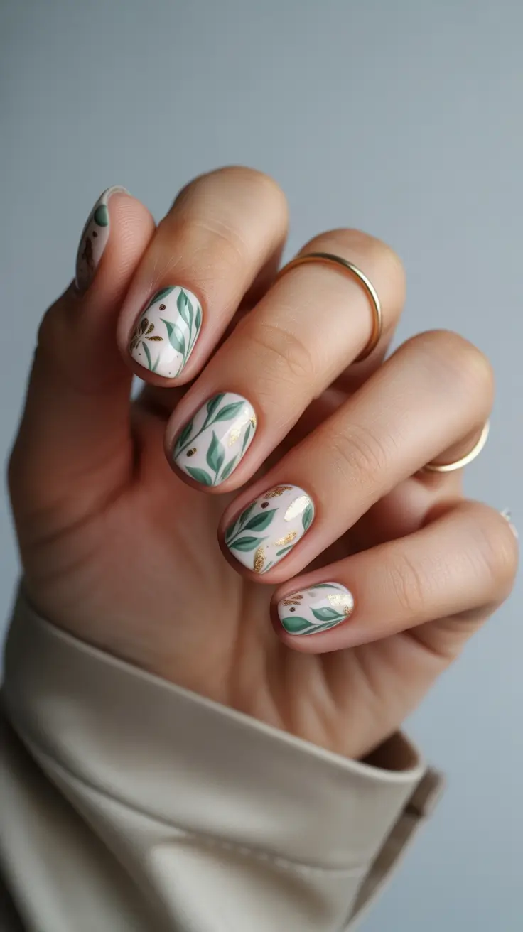 Short acrylic nails 2026 Soft Botanical Neutrals