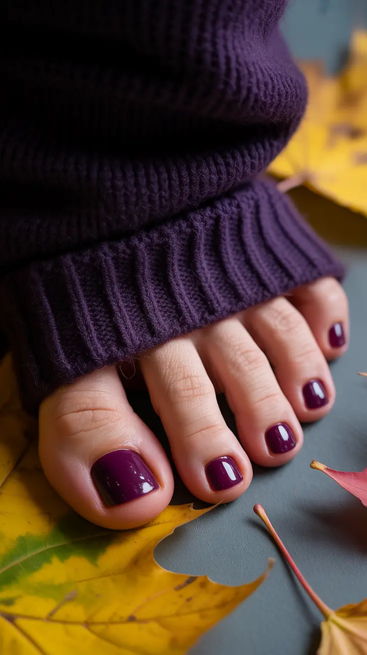 Toe nail colors 2026 Deep Plum Pedicure for Cozy Season Energy