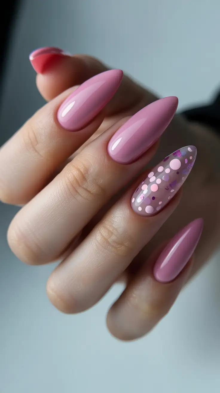 Pink Nails for 2026 Dusty Pink Confetti