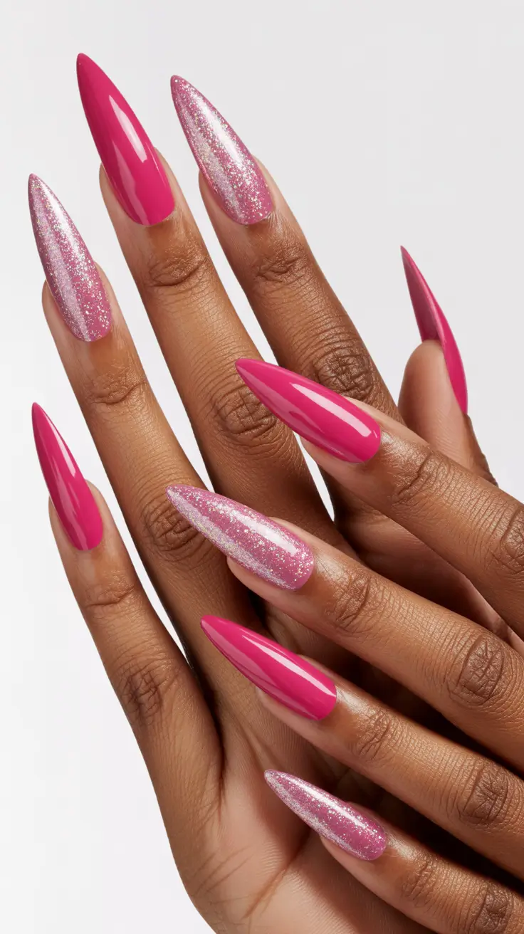 Pink Nails for 2026 Glossy Hot Pink Stiletto