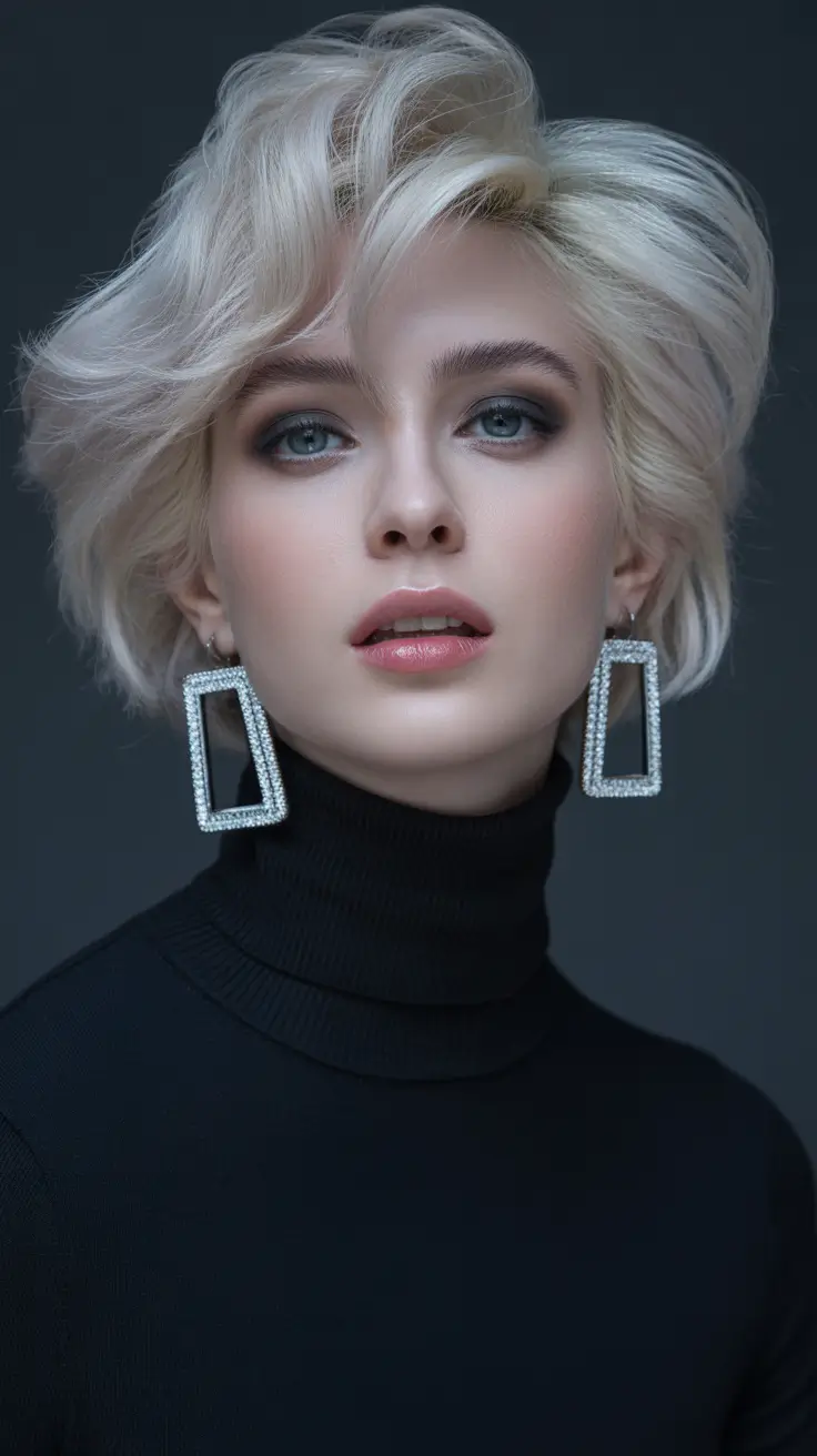 pixie hairstyles 2026 Textured Short Platinum Pixie with Bangs