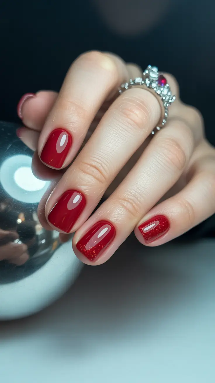 Short Nail Designs 2026 Glossy Red Short Gel Nails With a Modern Edge