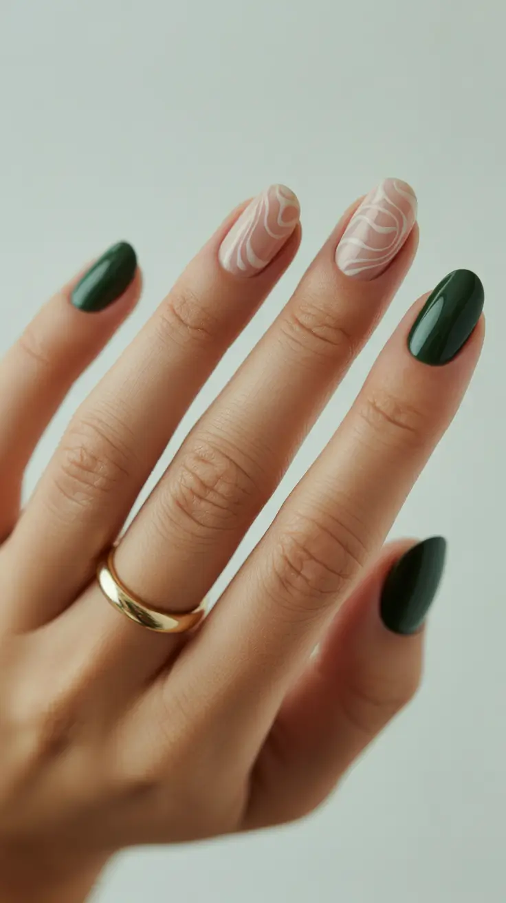 Short Nail Designs 2026 Abstract Neutral Short Nails With Soft Line Art