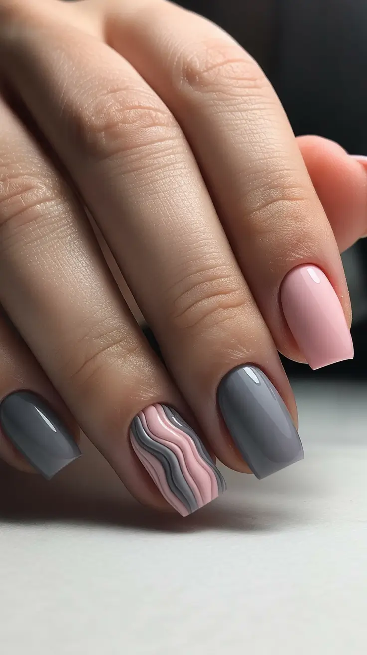 Square Nails Inspiration 2026 Soft Abstract