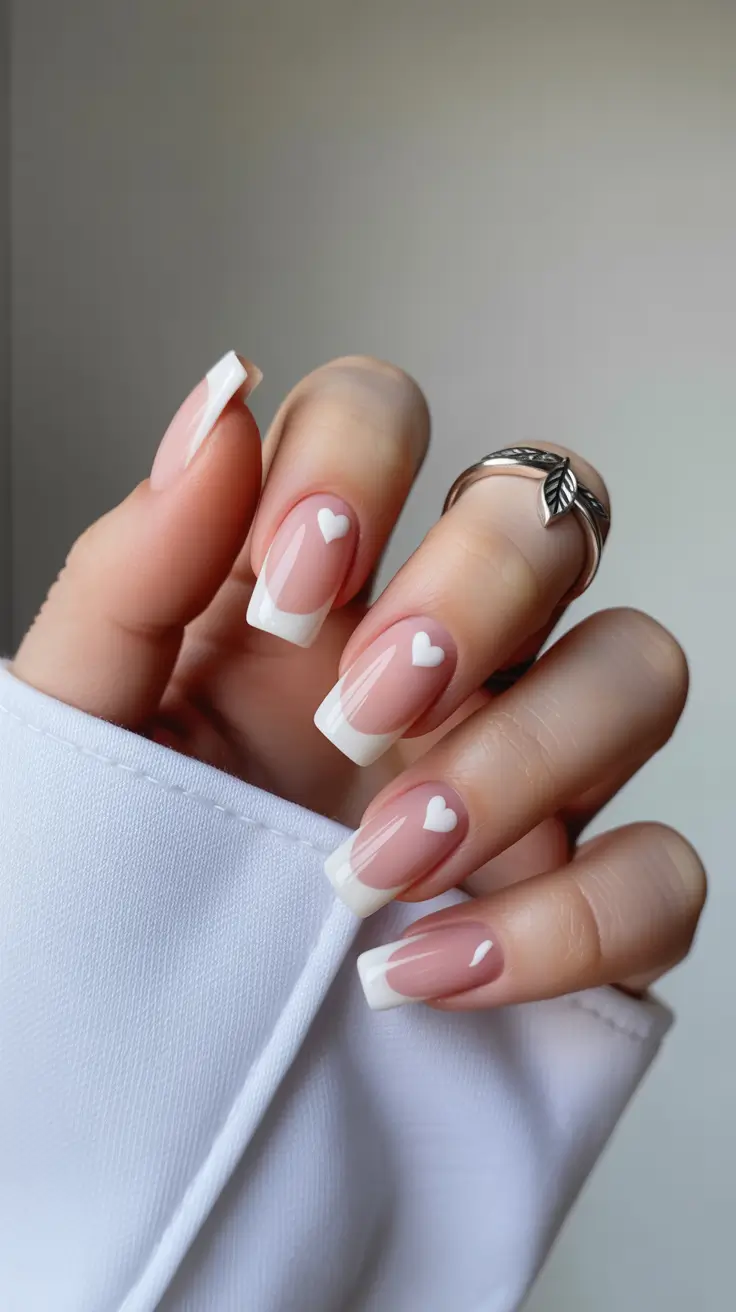 Square Nails Inspiration 2026 Heart French