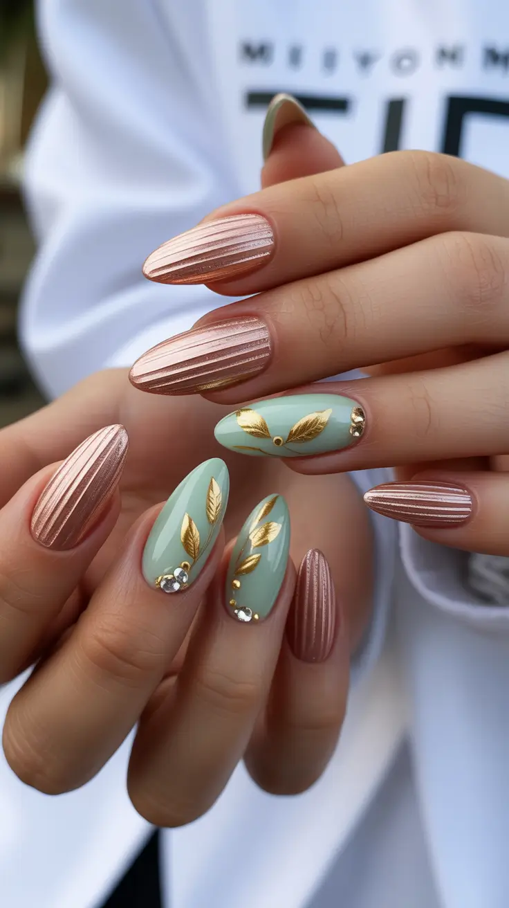 Stylish Acrylic Nails 2026 Elegant Metallic Design