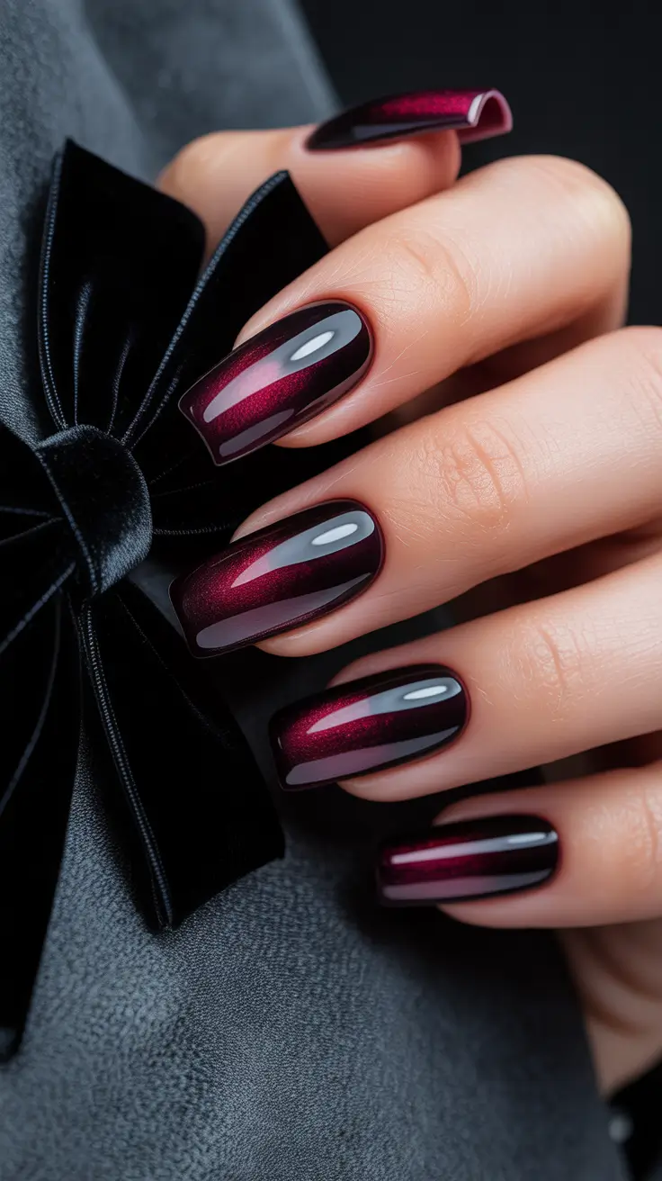 Stylish Acrylic Nails 2026 Burgundy Long Square