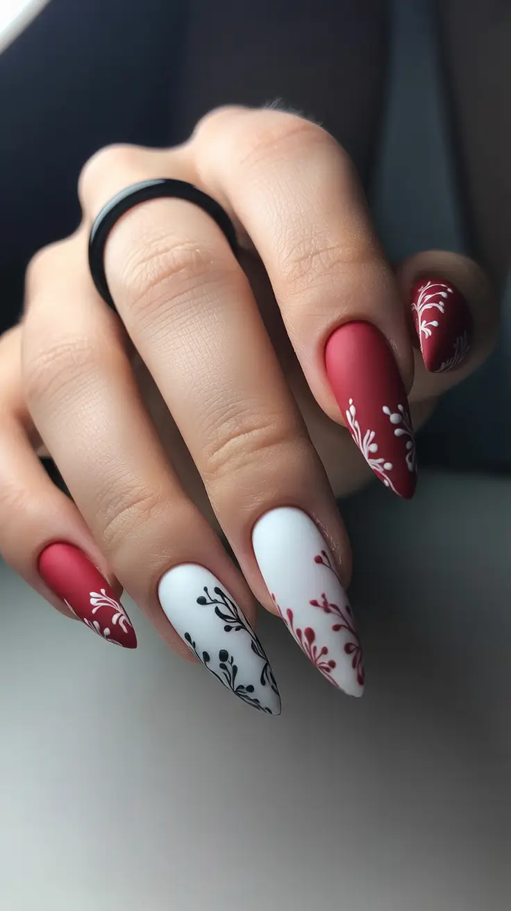 Stylish Almond Nails 2026 Winterberry Contrast