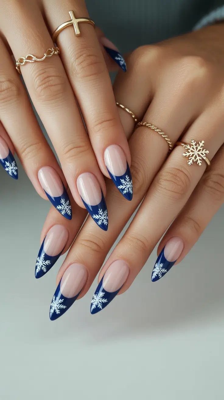 Stylish Almond Nails 2026 Frosted Midnight Tips