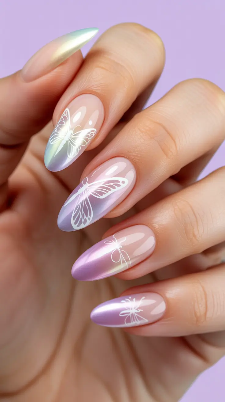 Stylish Almond Nails 2026 Butterfly Haze