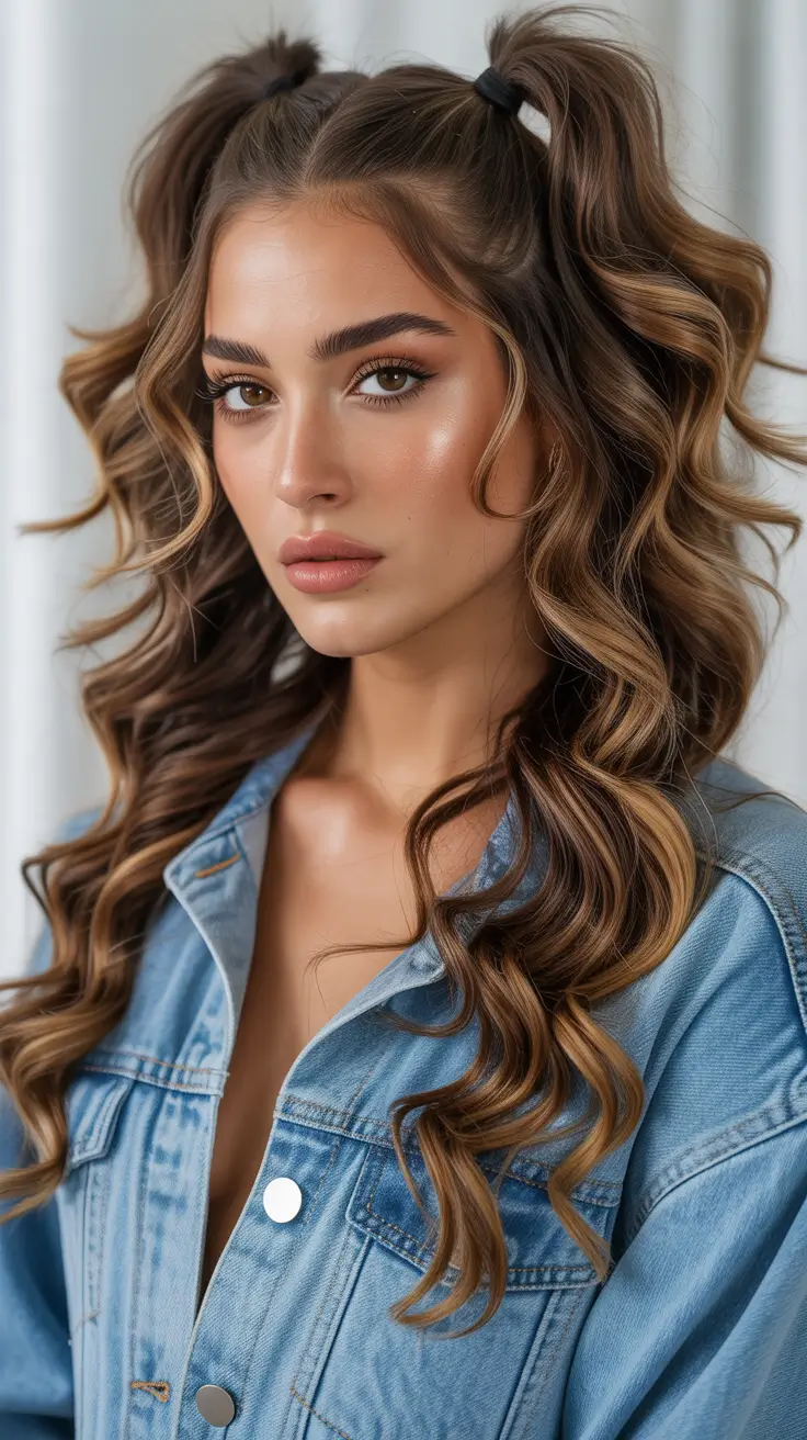 ponytail hairstyle 2026 Double Half Up Curls