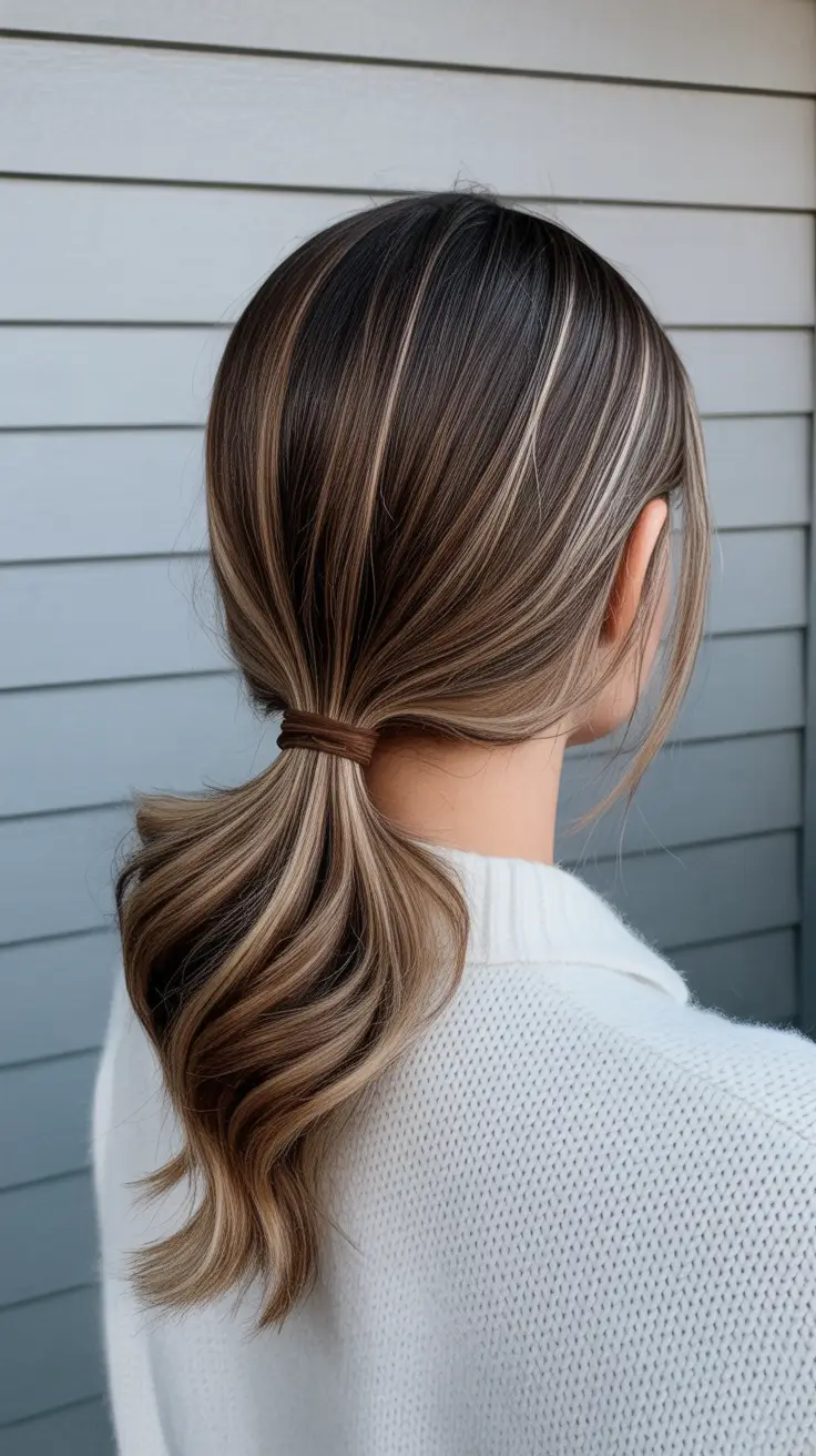 ponytail hairstyle 2026 Softly Tied Caramel Ponytail