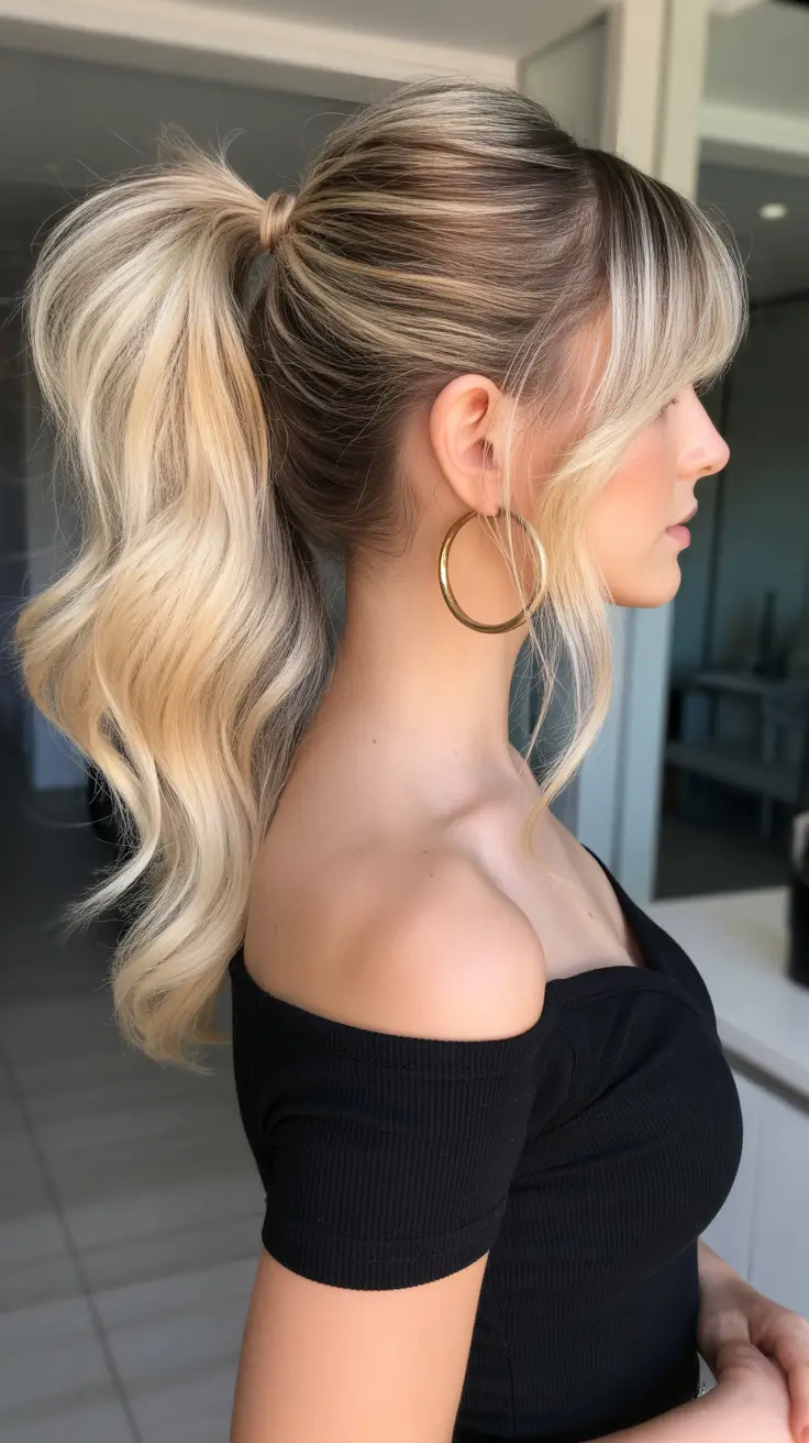 ponytail hairstyle 2026 Voluminous Blonde Ponytail