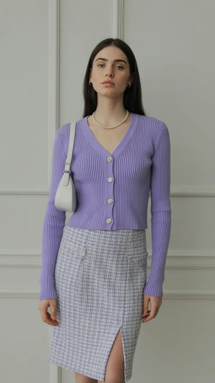 preppy outfits 2026 Soft Lavender Elegance with a Twist