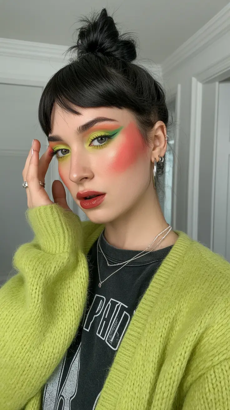 buns-hairstyle-2026-colorful-top-knot