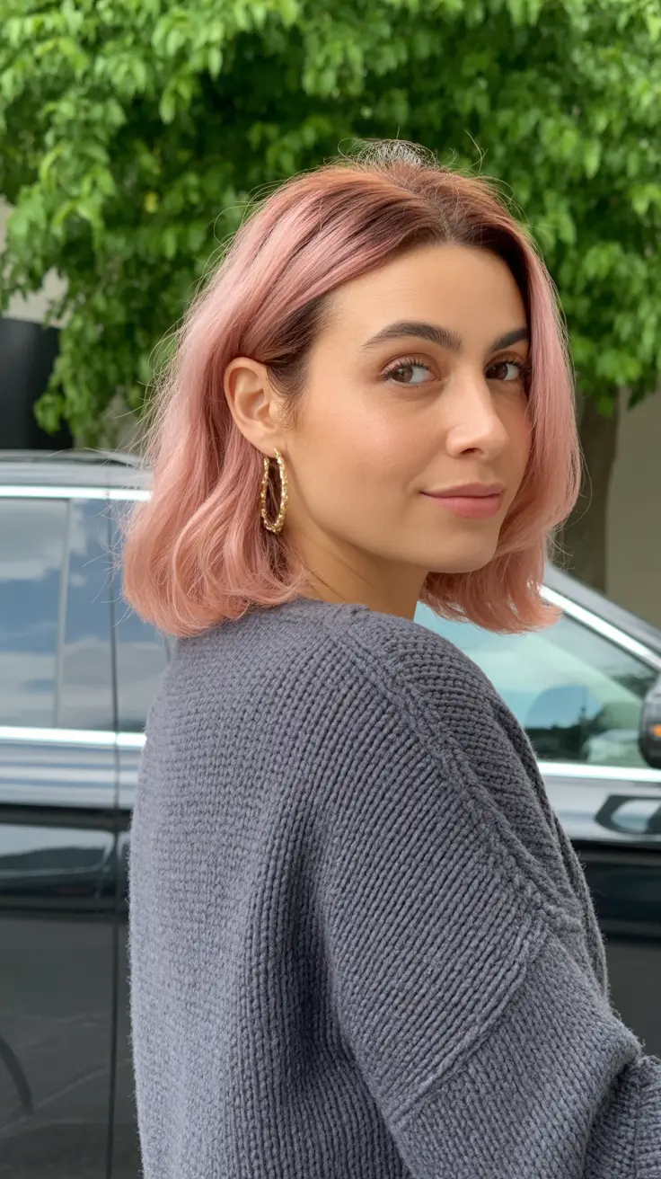 trendy Haircuts 2026 Soft Pink Bob