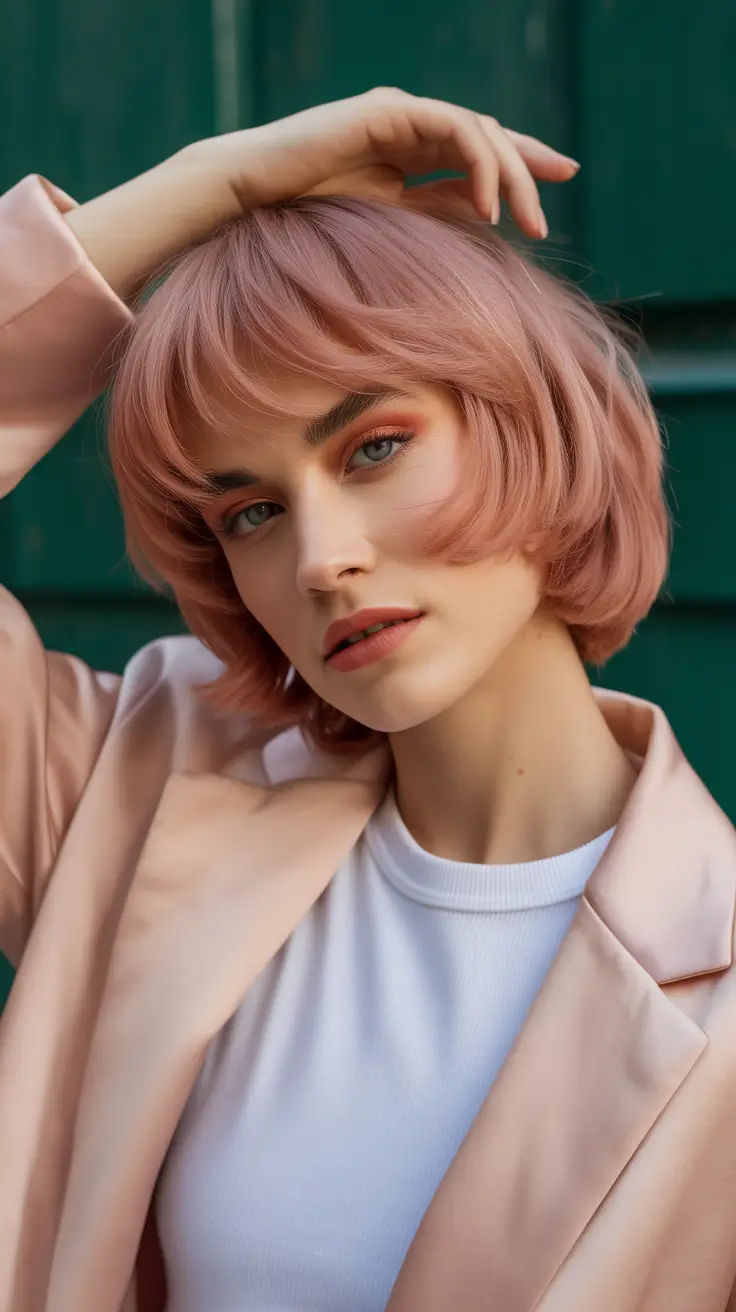 trendy Haircuts 2026 Soft Rose Bob With Bangs
