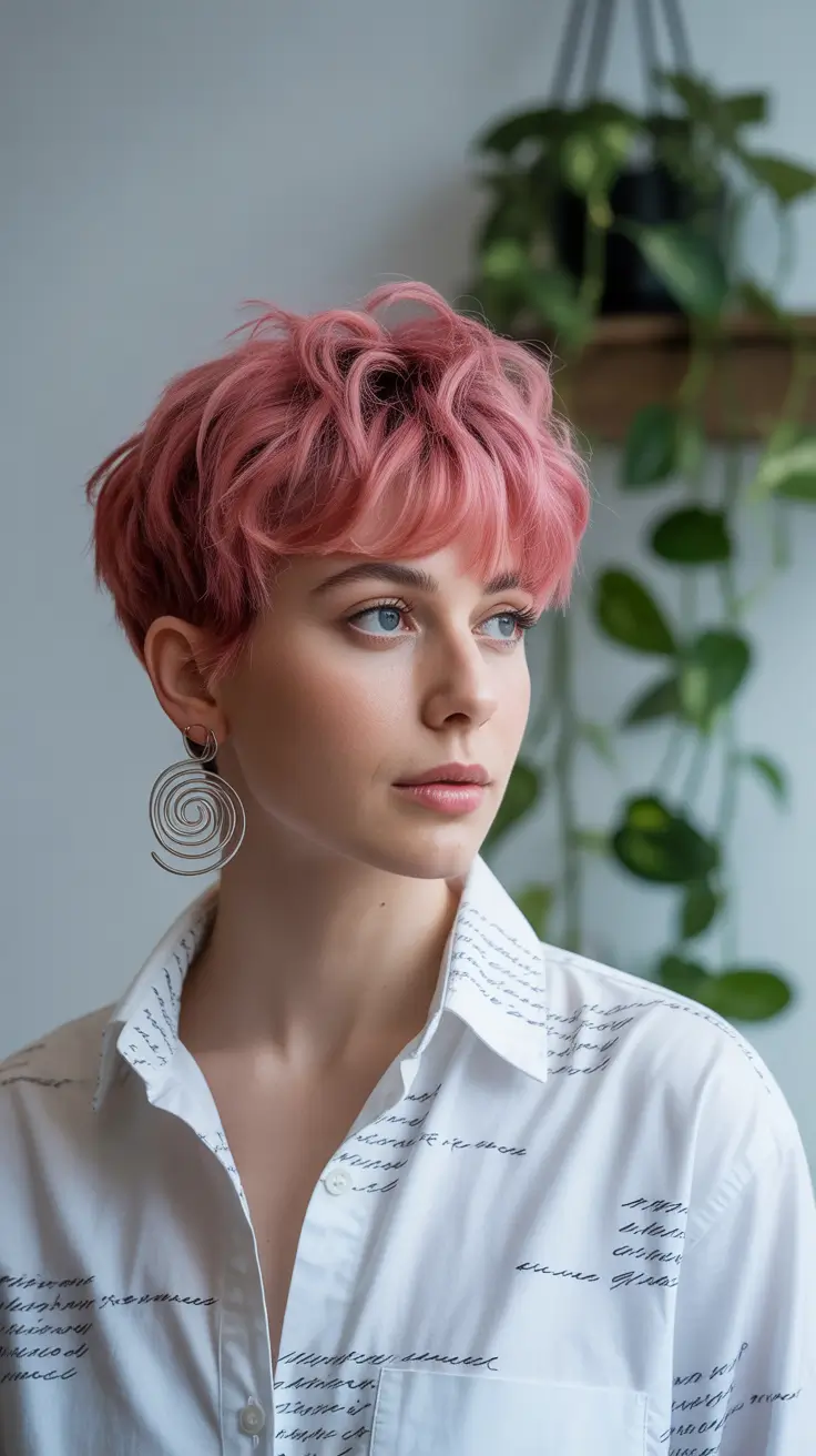 trendy Haircuts 2026 Short Pink Pixie