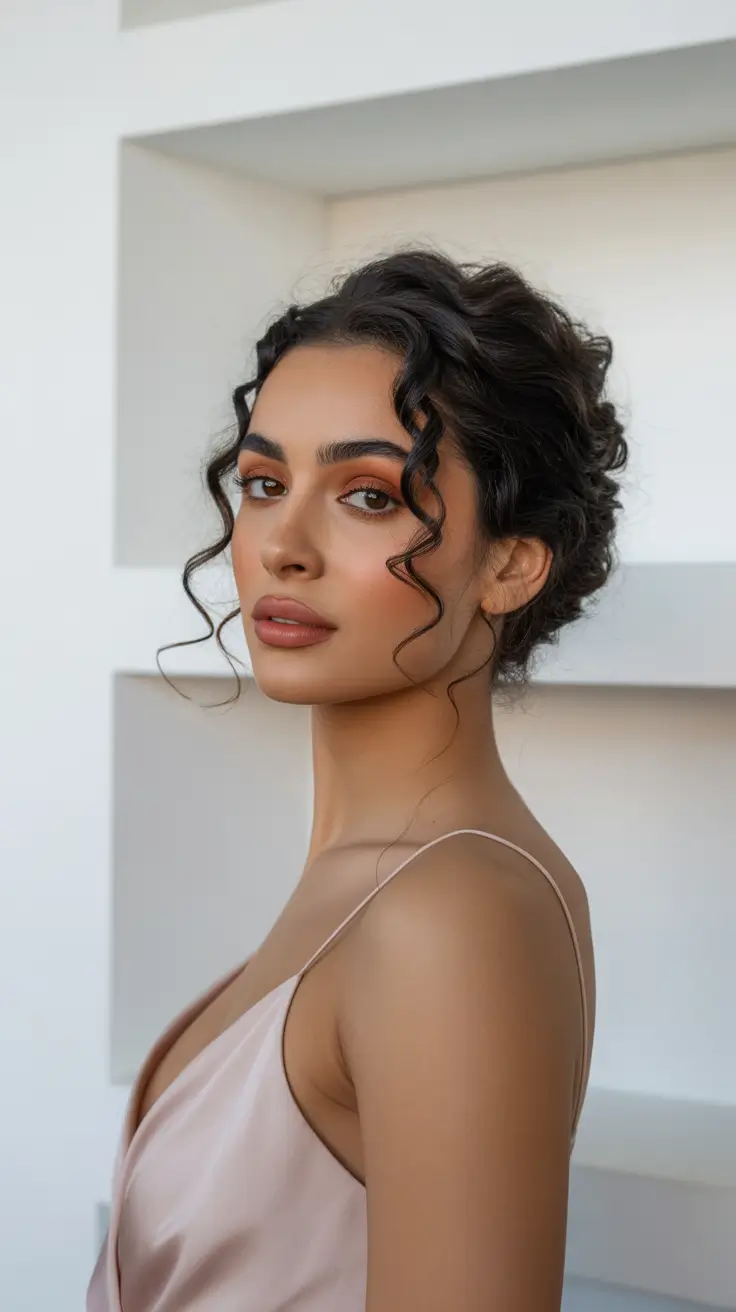 wedding hairstyle 2026 Modern Curly Updo Grace