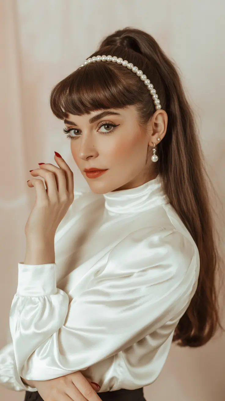 wedding hairstyle 2026 Vintage Charm With a Modern Ponytail