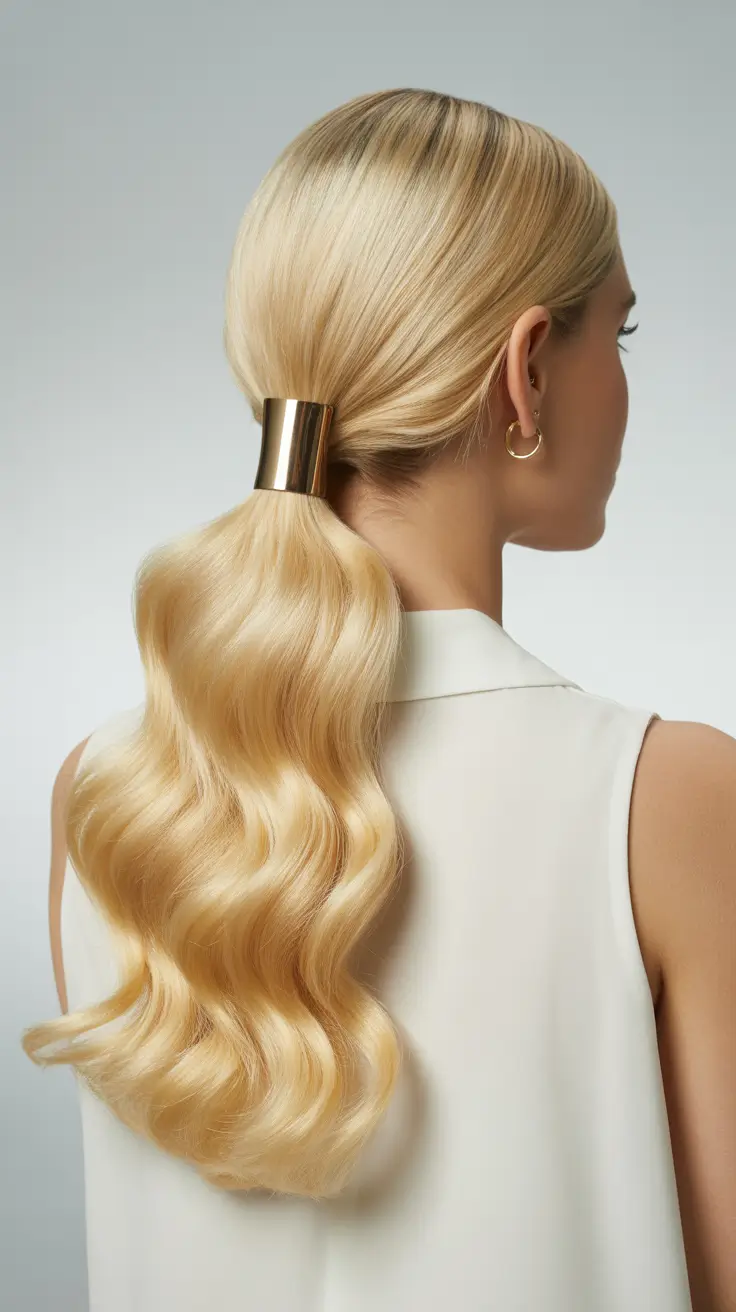 wedding hairstyle 2026 Golden Sleek Ponytail