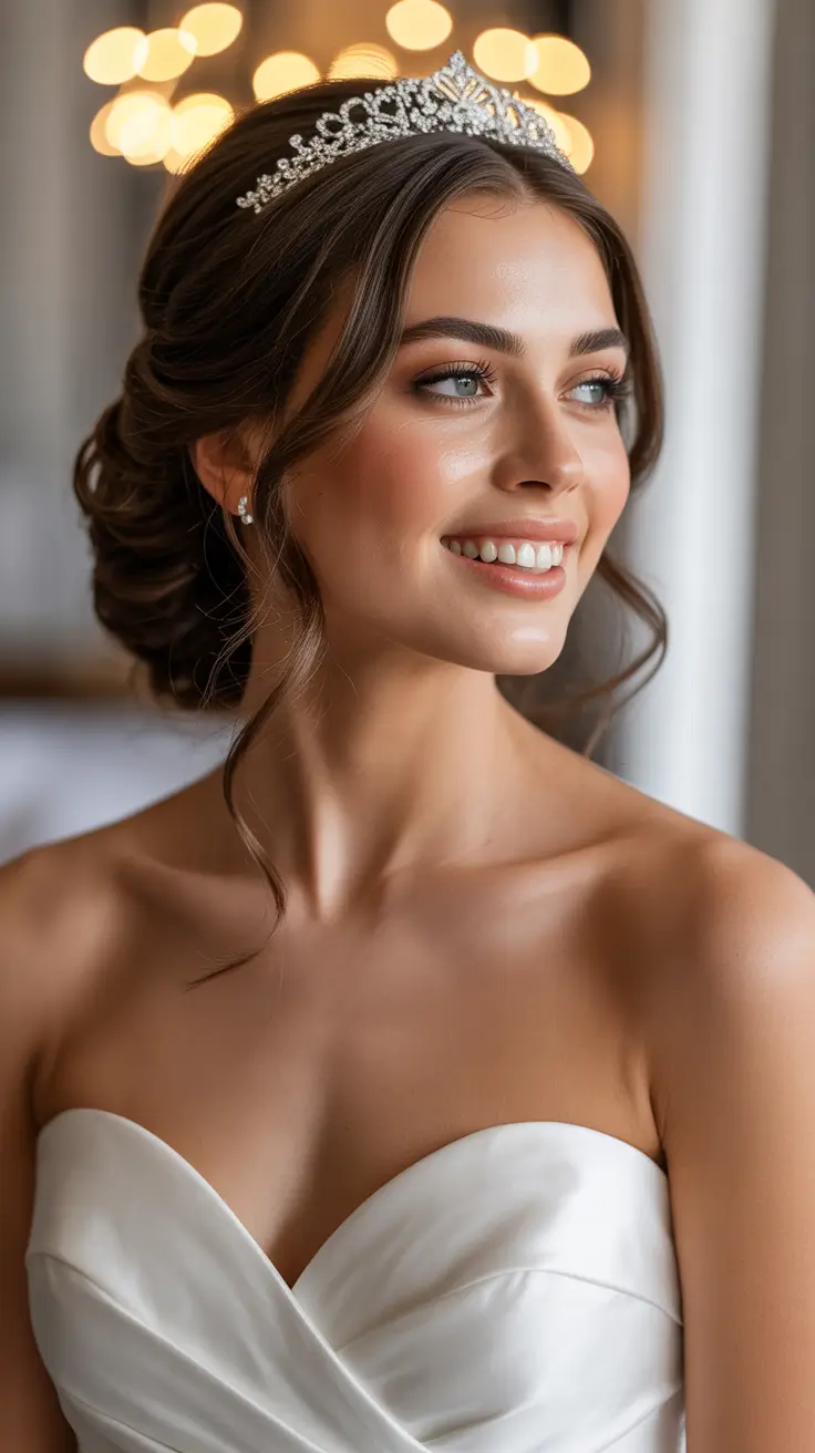 wedding hairstyle 2026 Royal Grace With a Tiara
