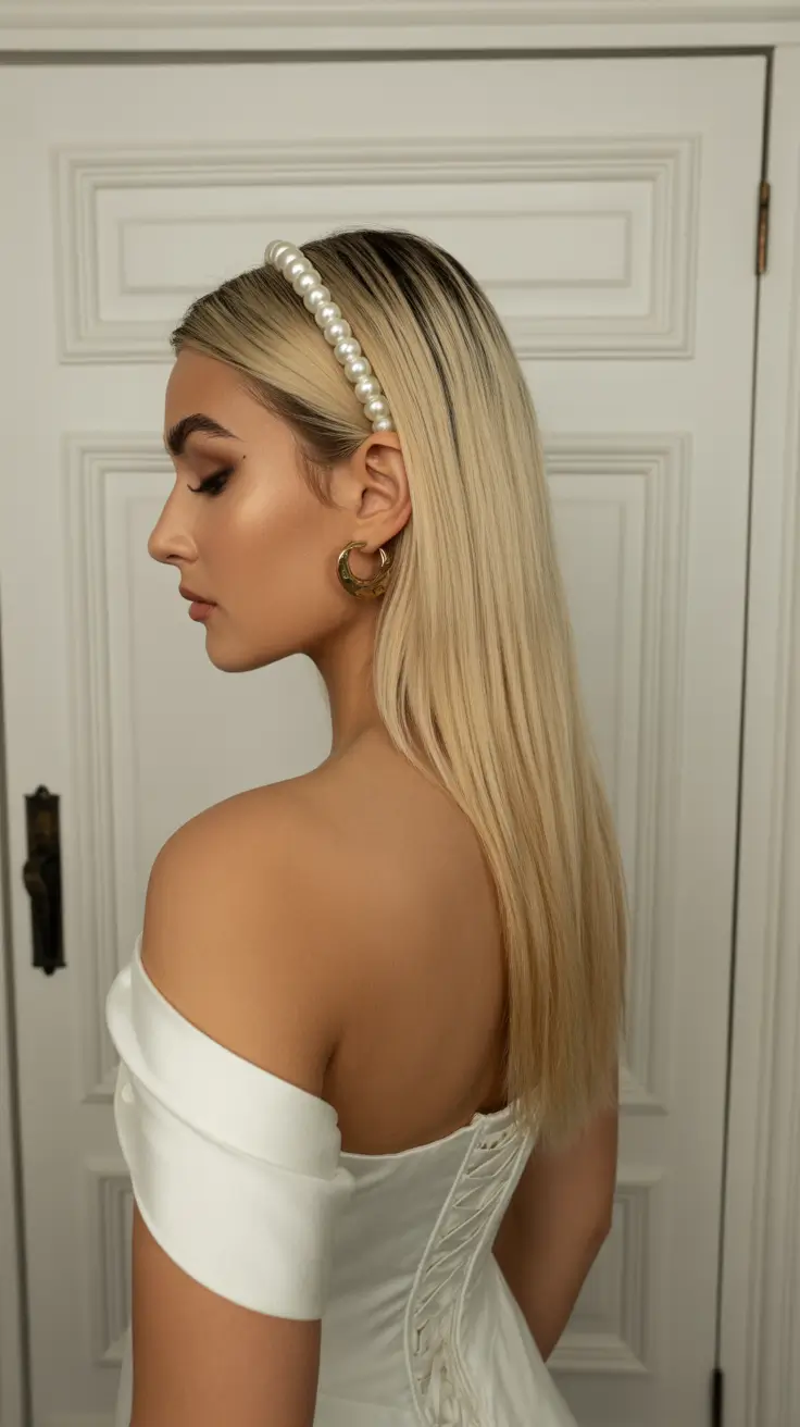 wedding hairstyle 2026 Pearl Straight Elegance