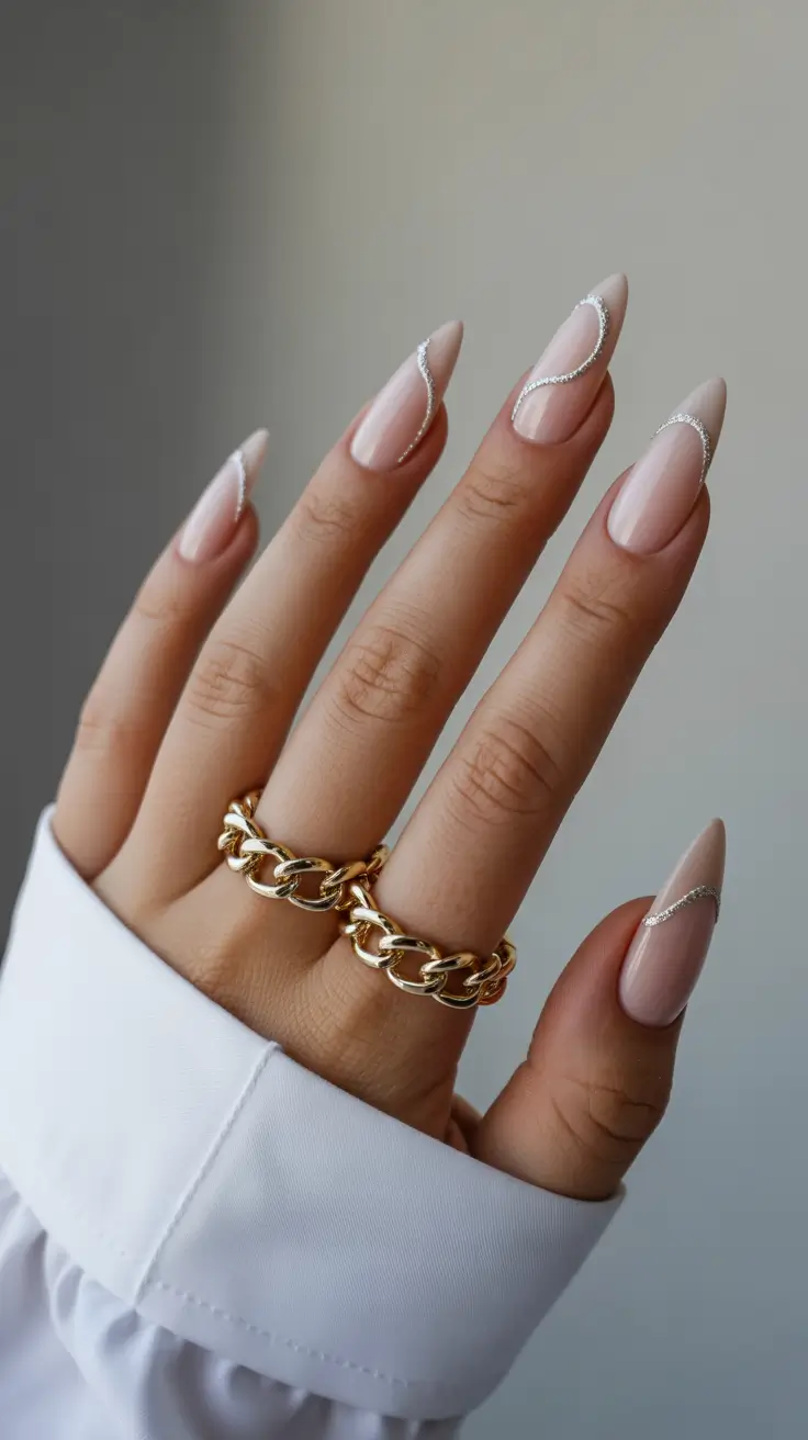 Wedding Nails Trend for Bride 2026 Blush Silver Art