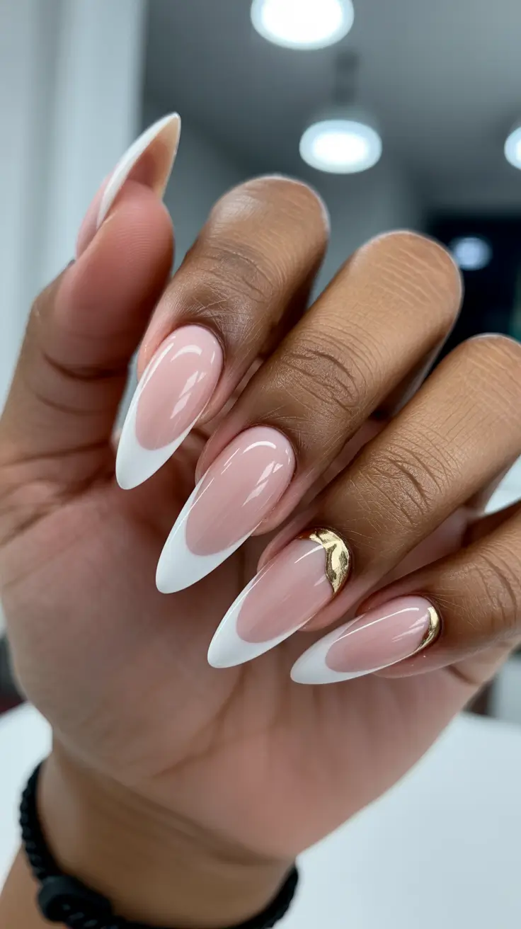 Wedding nails trend for bride 2026 Modern french almond nails