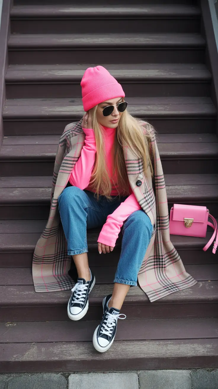 cold spring outfit 2026 Pink Layers That Feel Playful but Grown