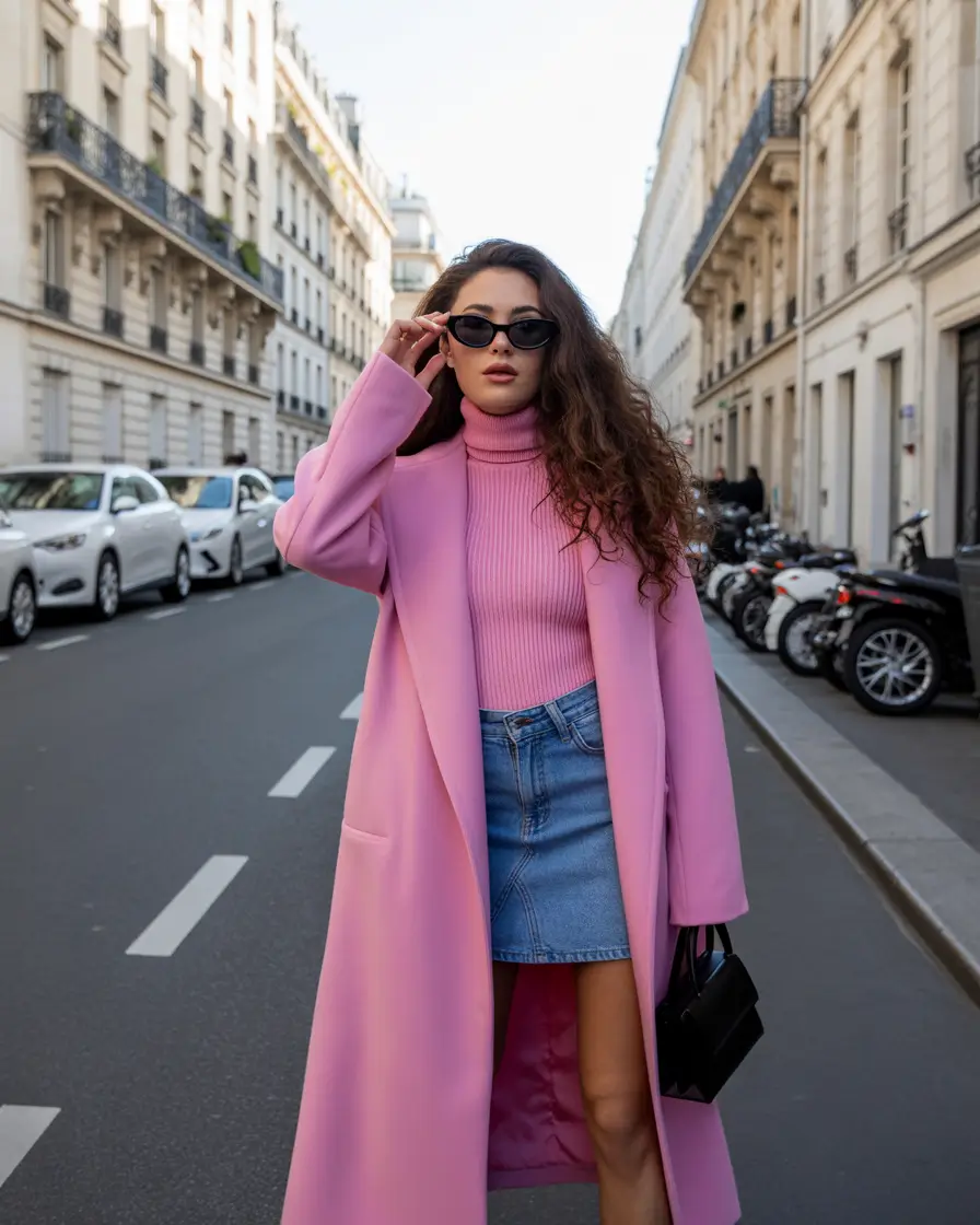 cold spring outfit 2026 Pink Layers With a Dressy Twist