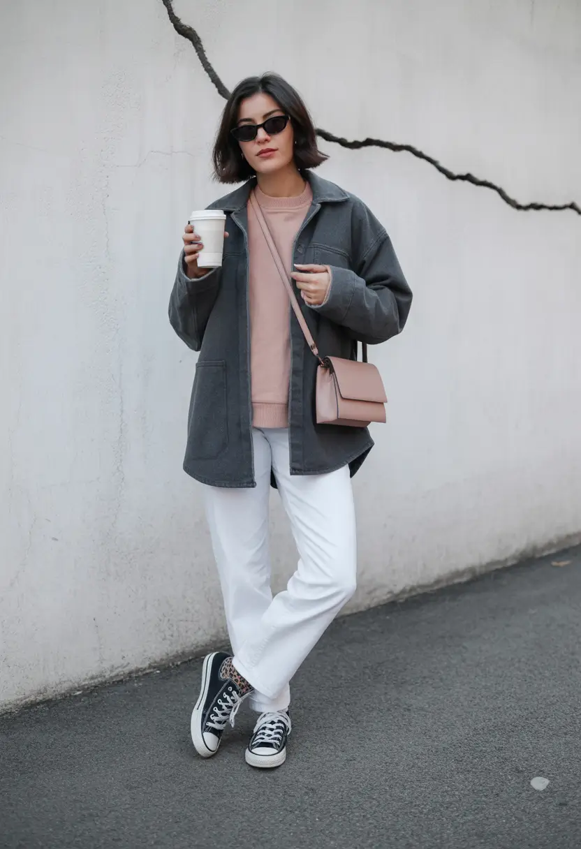 cold spring outfit 2026 Muted Neutrals for Work Casual Days