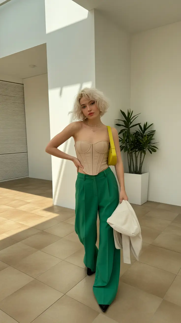 date spring outfits 2026 Tailored Contrast for an Evening Date