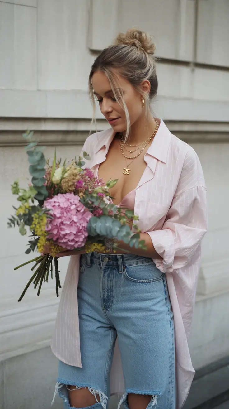 date spring outfits 2026 Relaxed Romance with Denim and Soft Layers