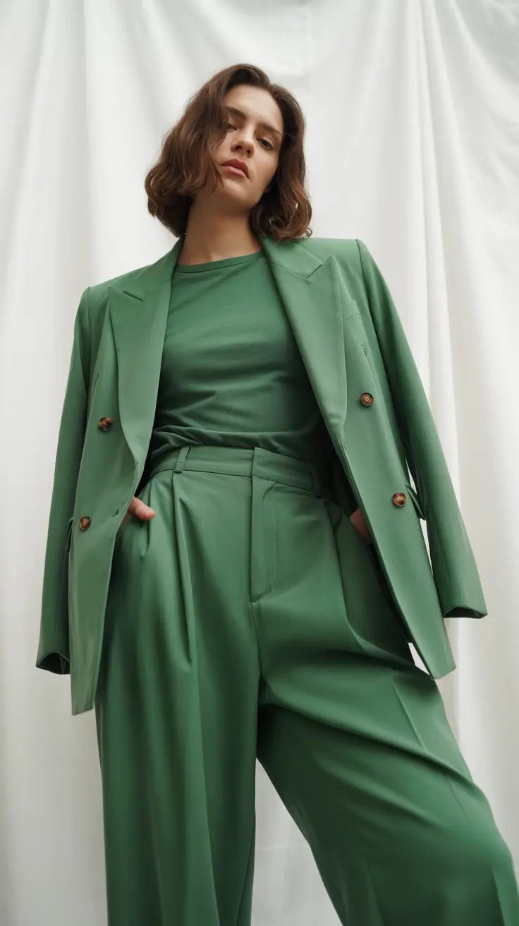 Spring formal outfits 2026 Soft Green Blazer and Tee for Effortless Formal
