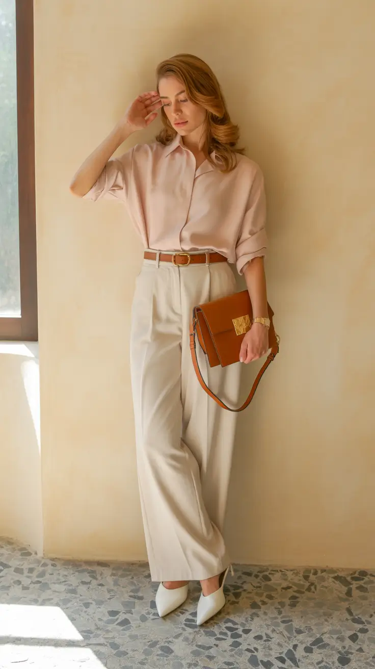 Spring formal outfits 2026 Soft Blush and Cream for Quiet Spring Elegance