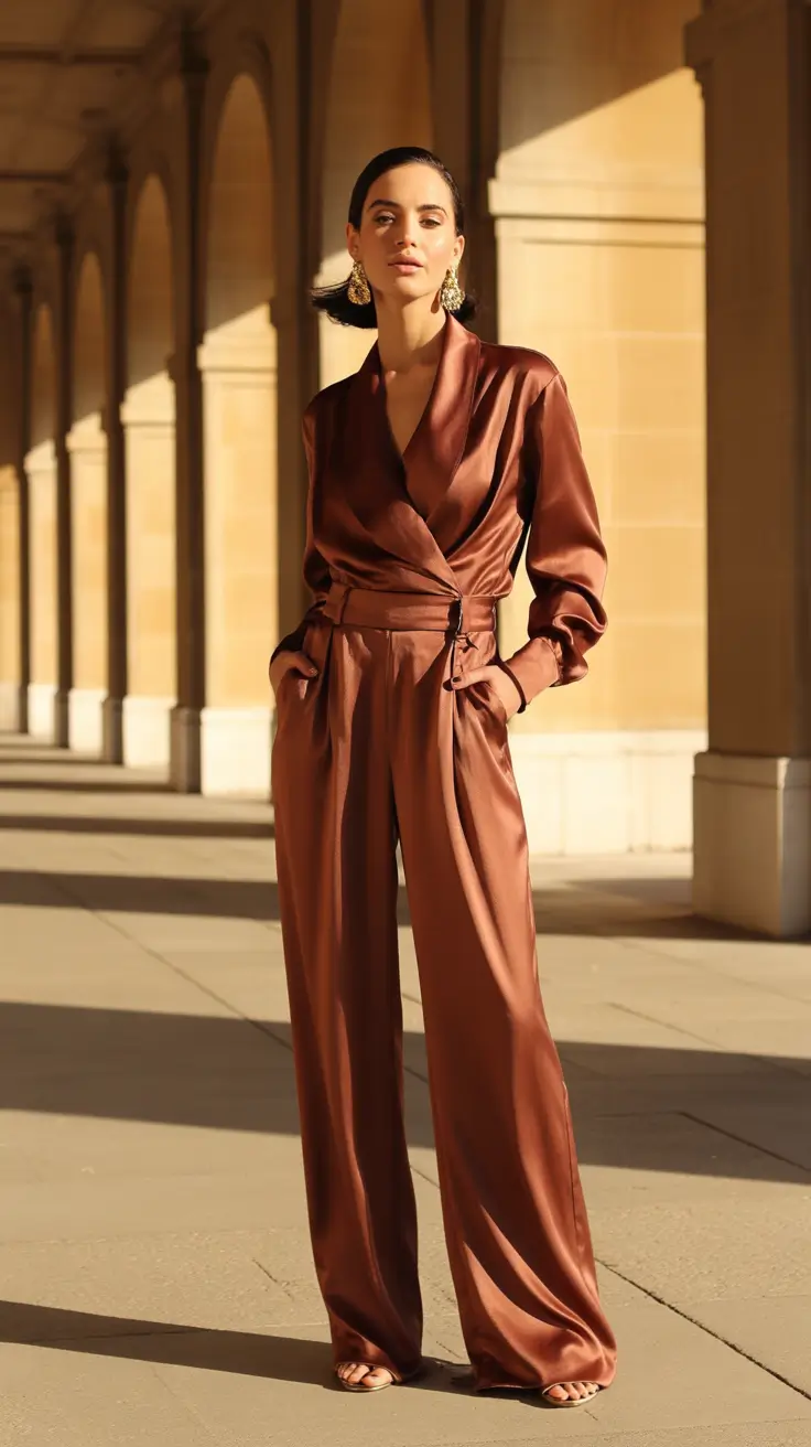 Spring formal outfits 2026 Satin Pants That Feel Like Evening Light