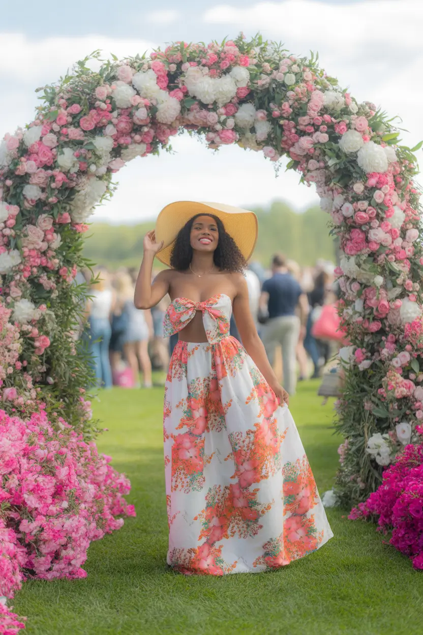winery outfit spring 2026 Bold Floral Cutout Dress for a Birthday Winery Moment