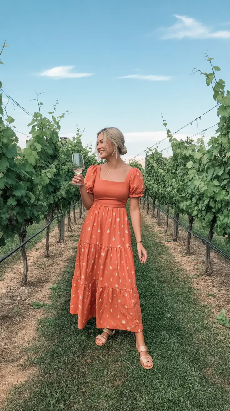 winery outfit spring 2026 Warm Terracotta Winery Style