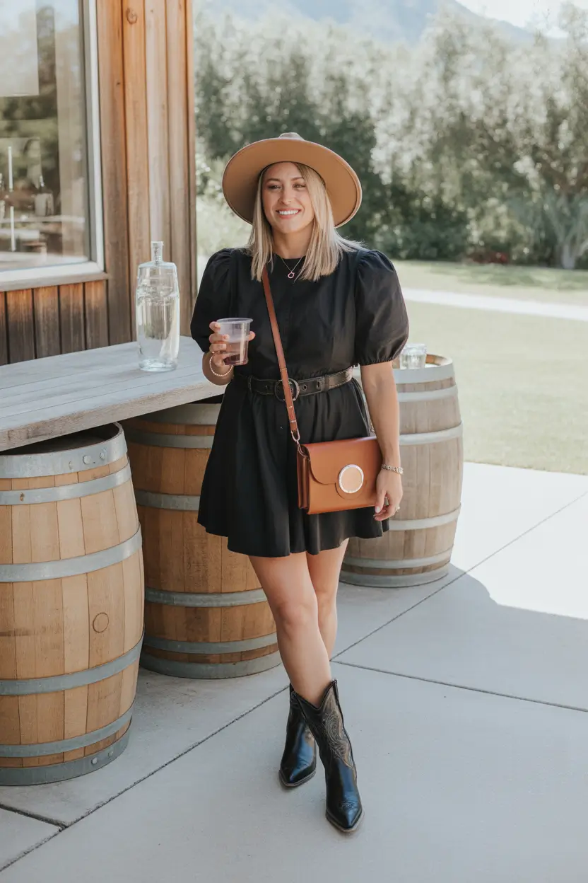 winery outfit spring 2026 Polished Black With a Wine-Country Twist