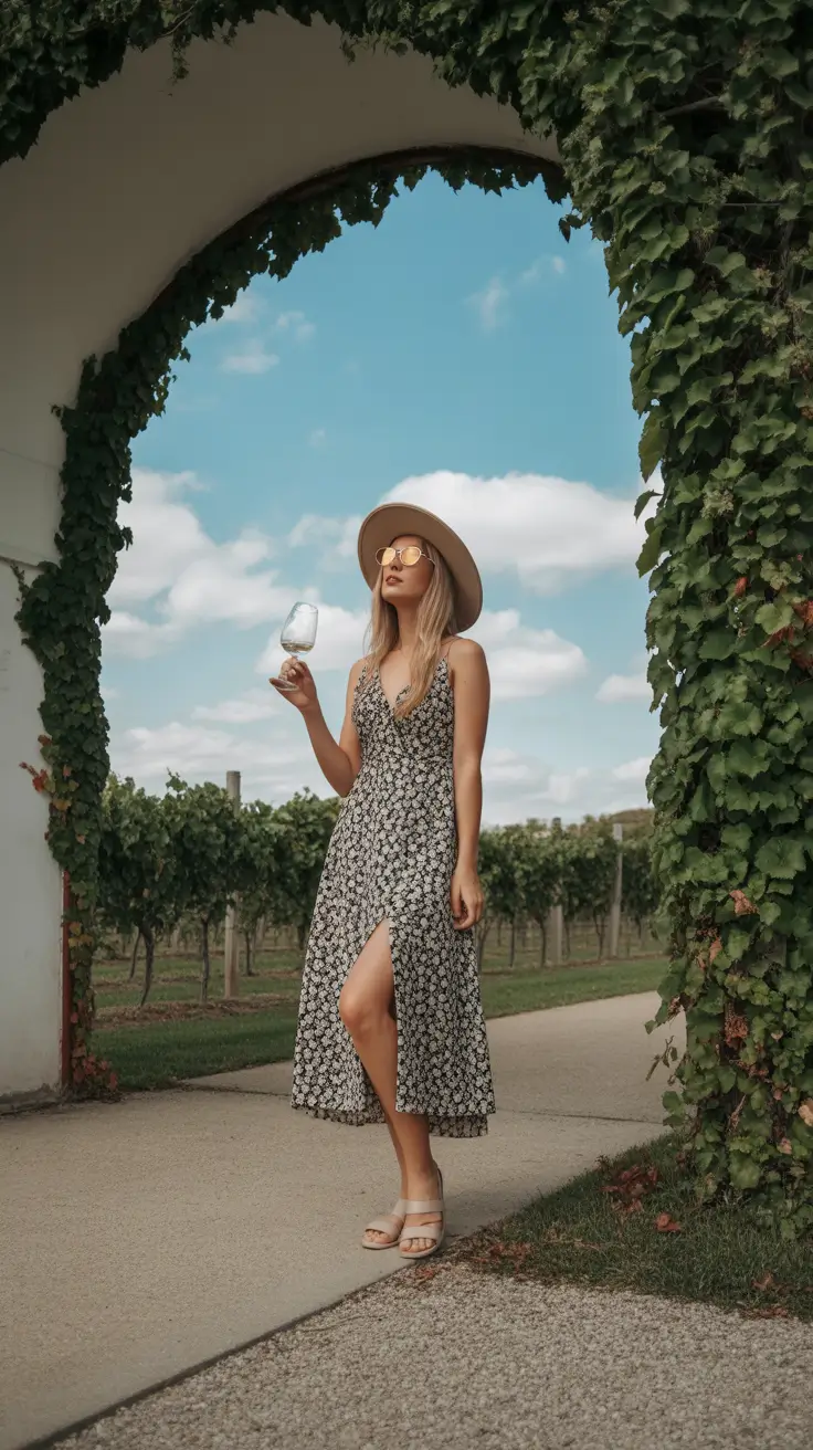 winery outfit spring 2026 Flowy Florals Made for Slow Sips