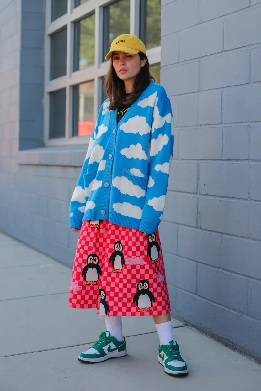 comfy spring outfits 2026 Playful Aesthetic Layers With a Statement Skirt