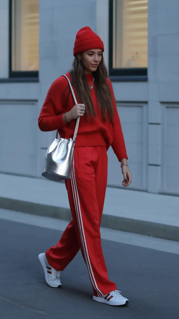 comfy spring outfits 2026 Red Knit Set