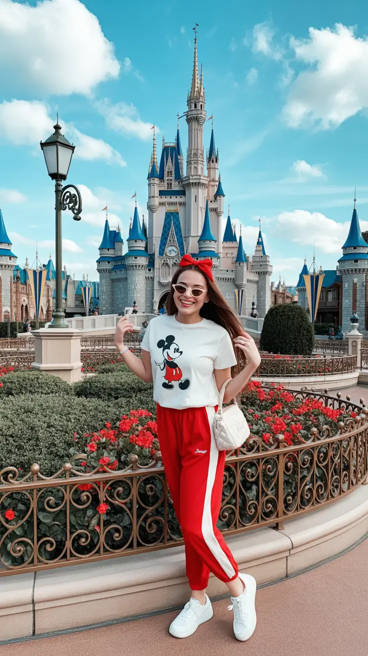 spring disneyland outfits 2026 Retro Red Comfort with Sporty Energy